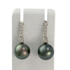 Boucles d'oreilles d'occasion or 750 blanc diamants perles de tahiti - vue V1