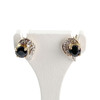 Boucles d'oreilles d'occasion or 750 jaune et rhodié saphirs diamants - vue V1