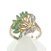 Bague d'occasion or 750 jaune 2tons emeraude diamants - vue V1