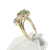 Bague d'occasion or 750 jaune 2tons emeraude diamants - vue V2