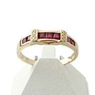 Bague d'occasion or 750 jaune diamants rubis