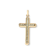 Pendentif croix d'occasion or 750 jaune perles Keshi