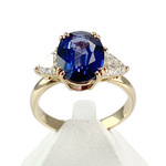 Bague d'occasion or 750 jaune saphir diamants - vue 1