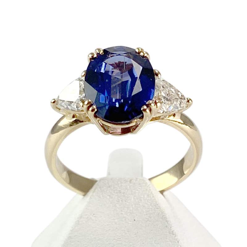 Bague d'occasion or 750 jaune saphir diamants - vue 1