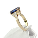 Bague d'occasion or 750 jaune saphir diamants - vue 2