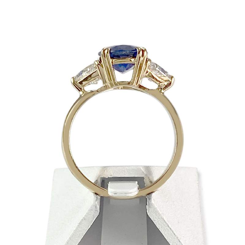 Bague d'occasion or 750 jaune saphir diamants - vue 3