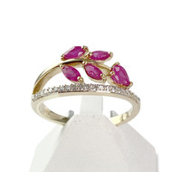 Bague d'occasion or 375 2 tons rubis et diamants