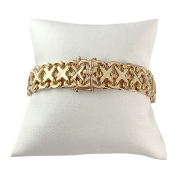 Second hand bracelet gold 750 flat retro mesh