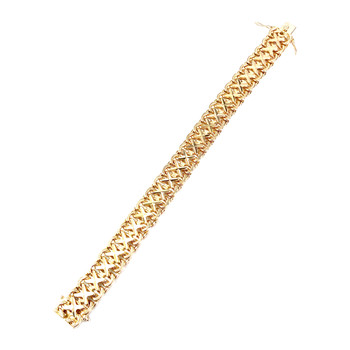 Second hand bracelet gold 750 flat retro mesh