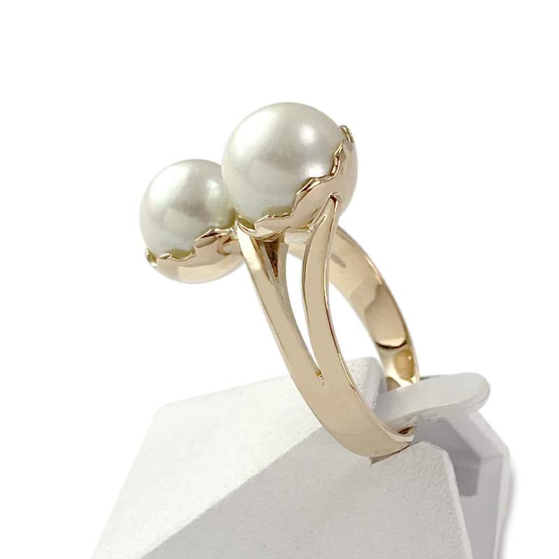 Bague d'occasion or 750 perles de culture - vue 2