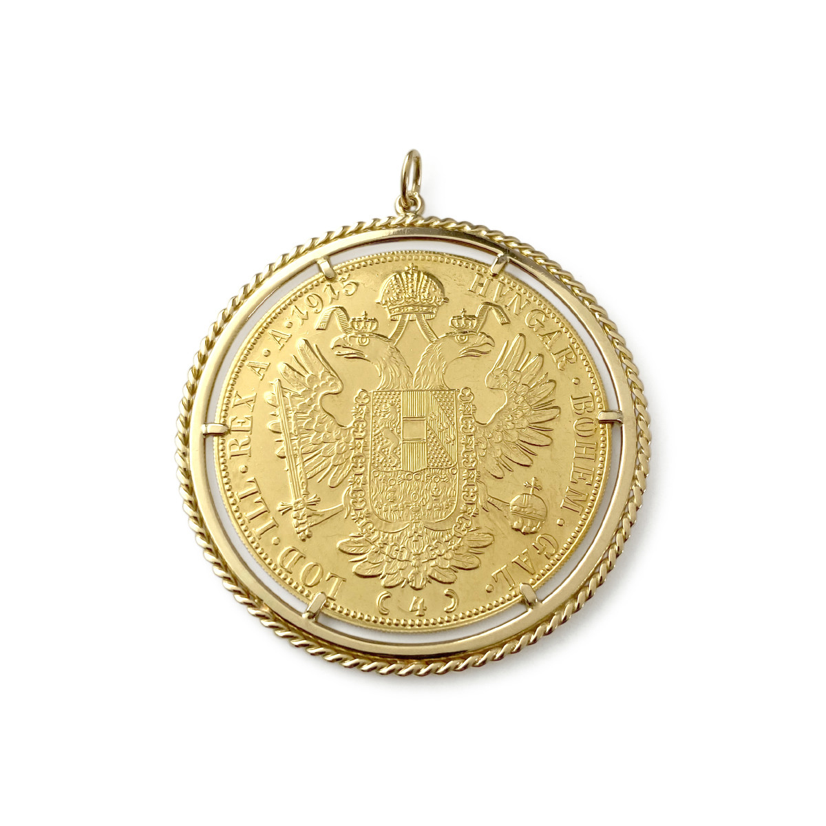 Pendentif d'occasion or 750 piece autriche 1915 4 ducats - vue 2