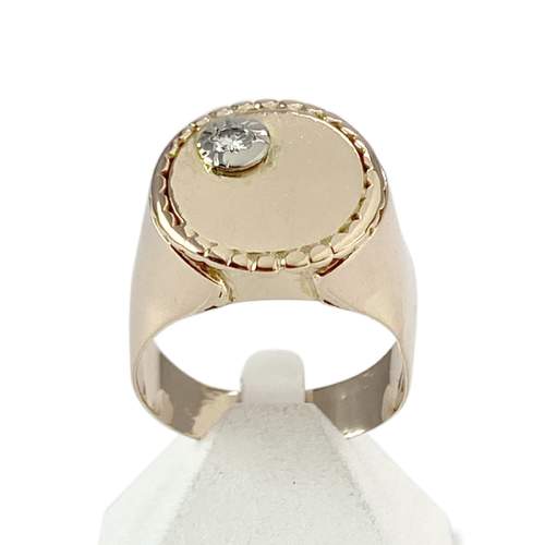 Chevalière d'occasion 2 ors 750 diamant