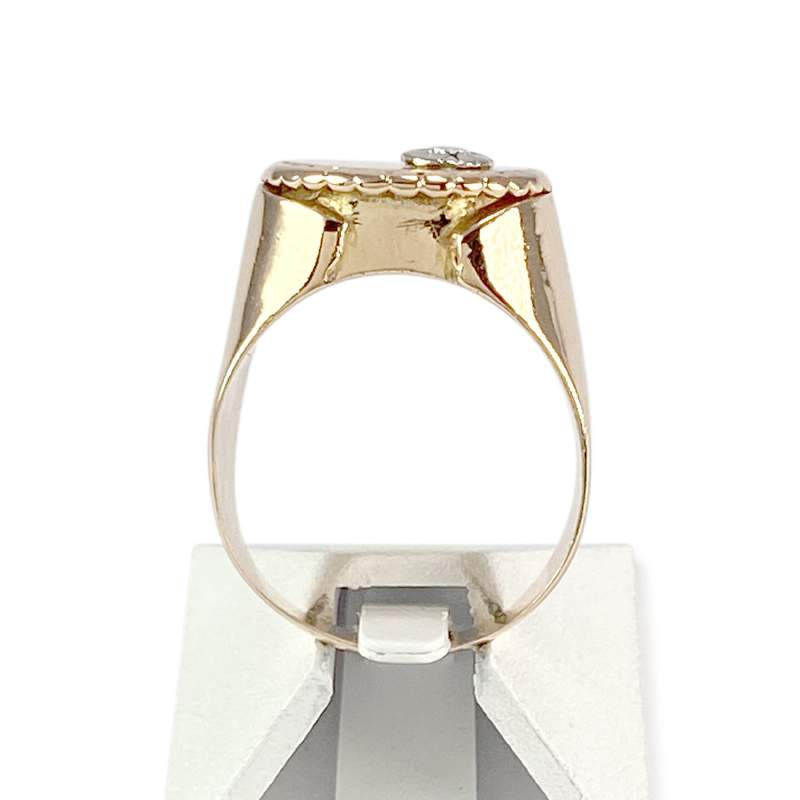 Chevalière d'occasion 2 ors 750 diamant - vue 3