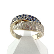 Bague d'occasion or 750 jaune diamants saphirs