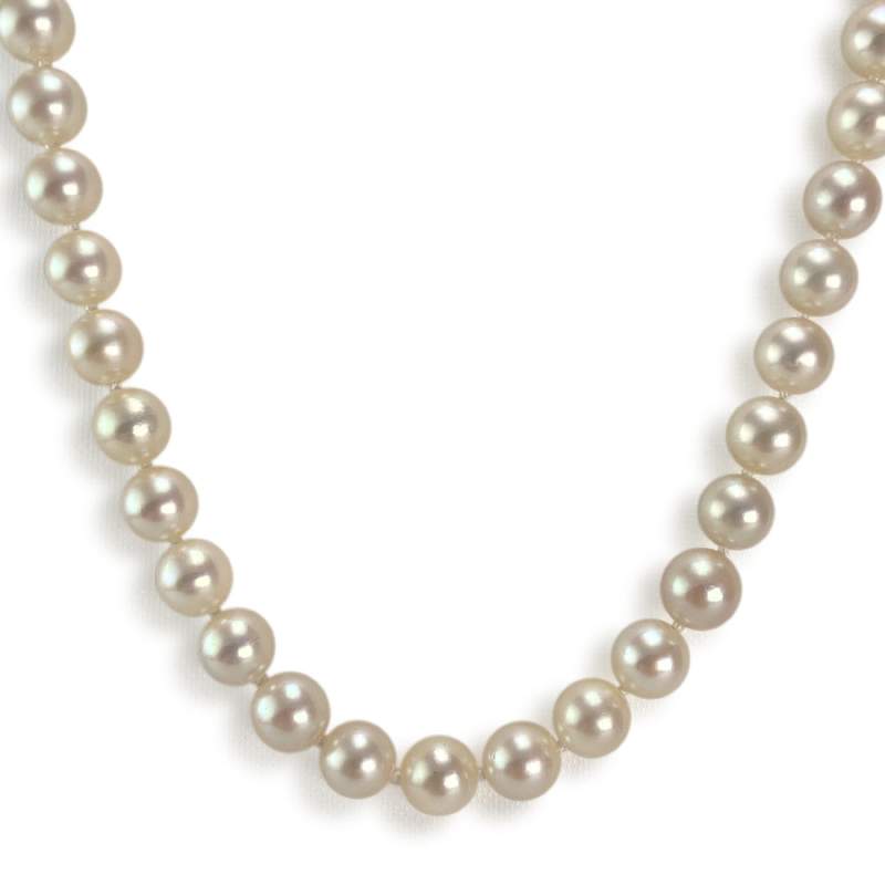 Collier choker d'occasion or 750 jaune perles de culture du japon diamants 105 cm - vue 1