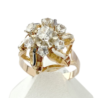 Bague d'occasion or 750 jaune et rhodié zirconias - vue 1