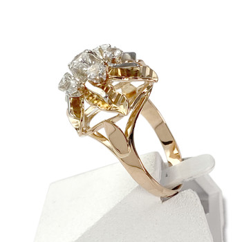 Tweedehands ring in 750 geelgoud met gerhodineerde zirkonia's