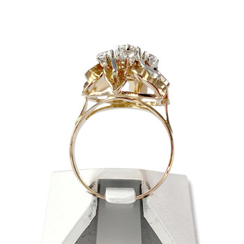 Tweedehands ring in 750 geelgoud met gerhodineerde zirkonia's