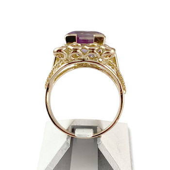 Tweedehands gouden ring 750 gele amethist