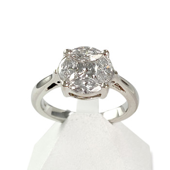 Bague d'occasion or 750 blanc diamants