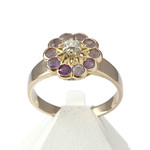 Pre-owned 18K gold ring with diamond and amethyst - view 1