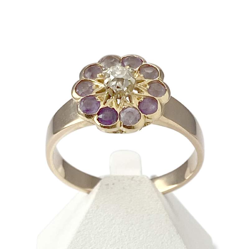 Bague d'occasion or 750 diamant et améthyste - vue 1