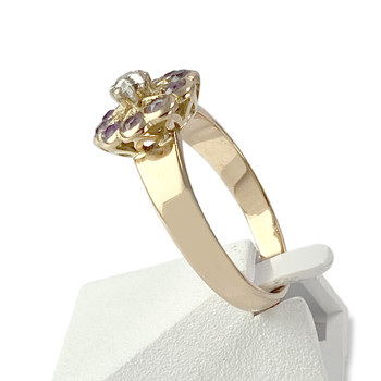 Bague d'occasion or 750 diamant et améthyste