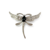 Pendentif libellule d'occasion or 750 blanc onyx et diamants