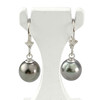 Boucles d'oreilles d'occasion or 375 blanc et perles de tahiti - vue V1