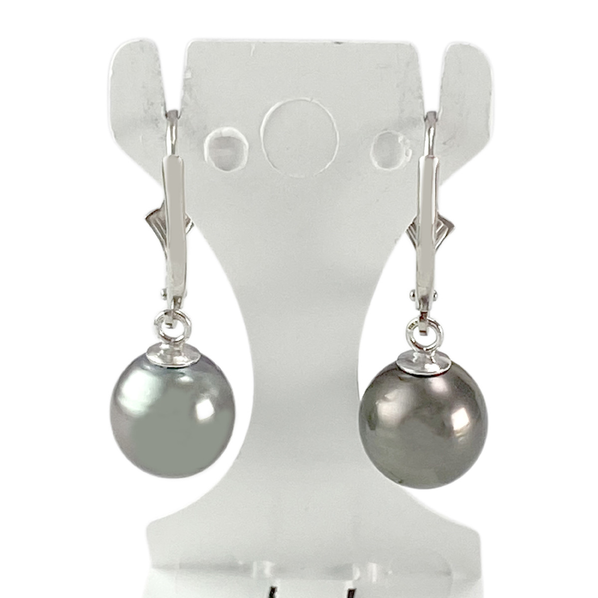 Boucles d'oreilles d'occasion or 375 blanc et perles de tahiti - vue 3