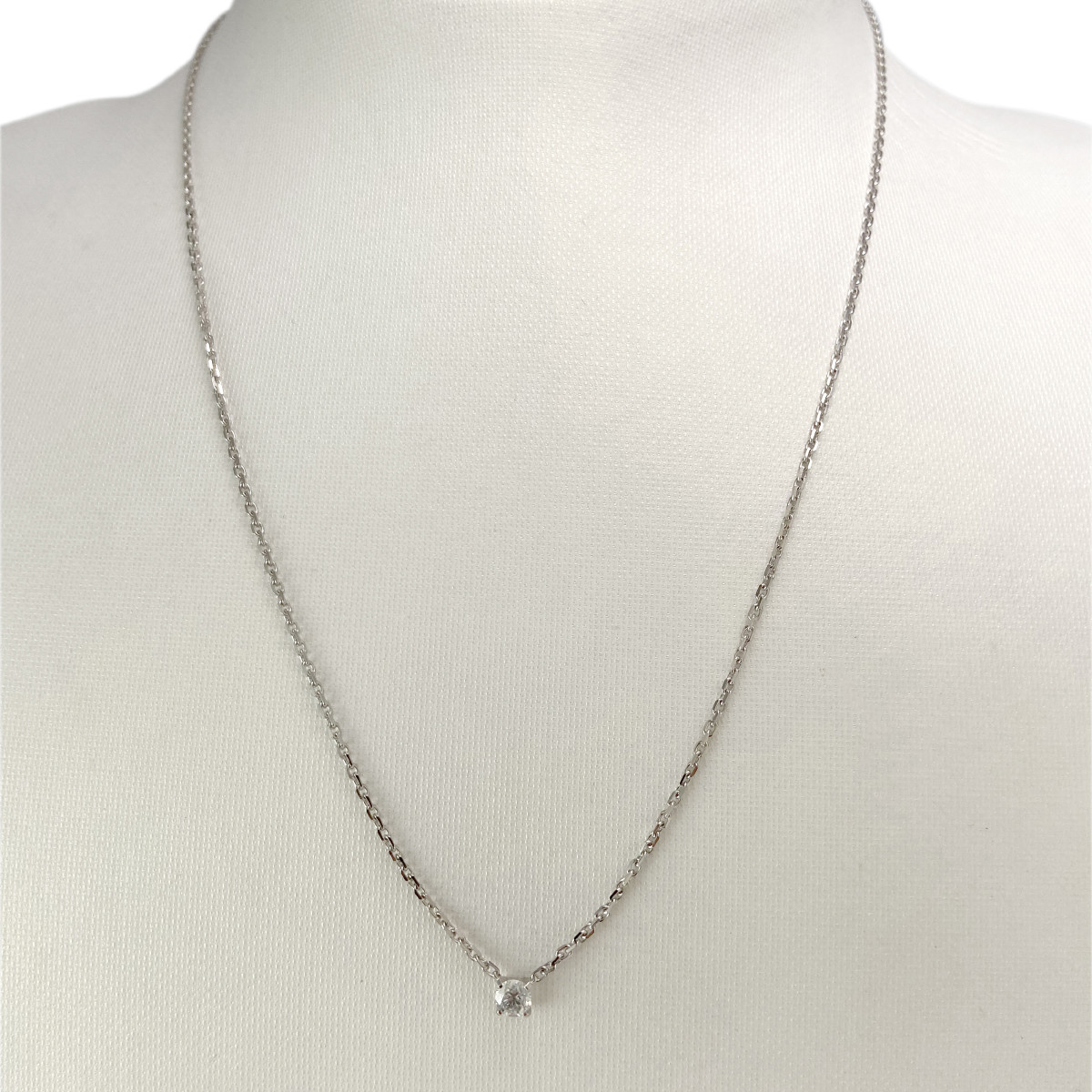 Collier d'occasion or 750 blanc diamant 42 cm - vue 2