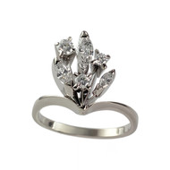 Bague d'occasion or 750 blanc diamants
