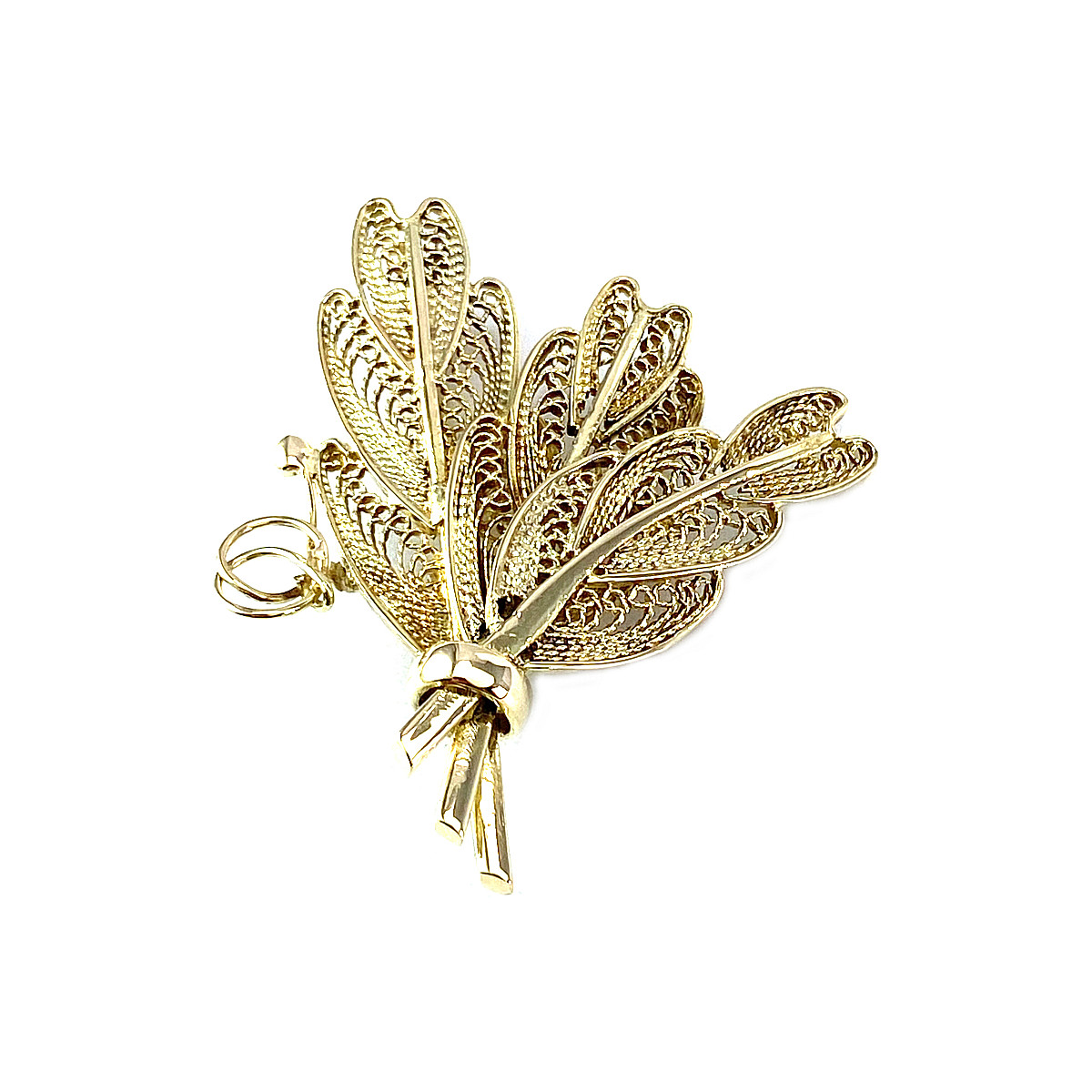 Broche d'occasion or 585 feuillage