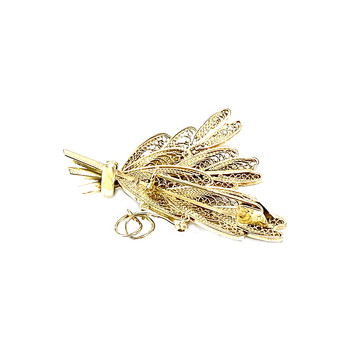 Broche d'occasion or 585 feuillage