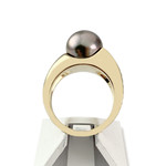 Bague d'occasion or 750 jaune perle de tahiti et diamants - vue 3