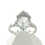 Pre-owned 750 white gold ring with aquamarine - view 1