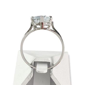 Bague d'occasion or 750 blanc aigue marine