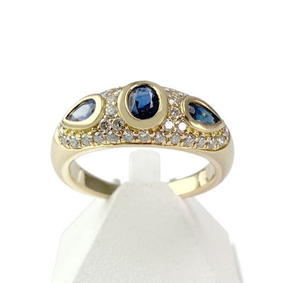 Bague d'occasion or 750 diamants et saphirs