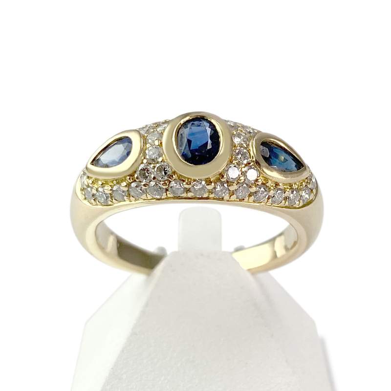 Bague d'occasion or 750 diamants et saphirs - vue 1