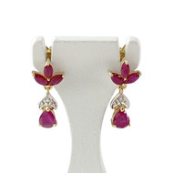 Boucles d'oreilles d'occasion or 750 diamants et rubis