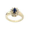 Bague d'occasion or 750 saphir et diamants - vue V1