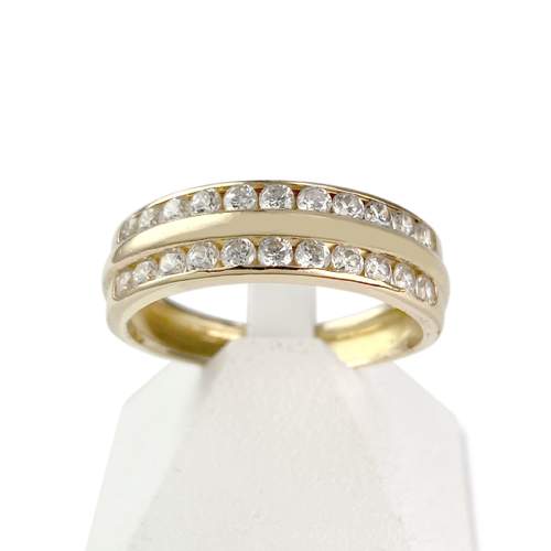 Second-hand gold ring 750 yellow zirconias