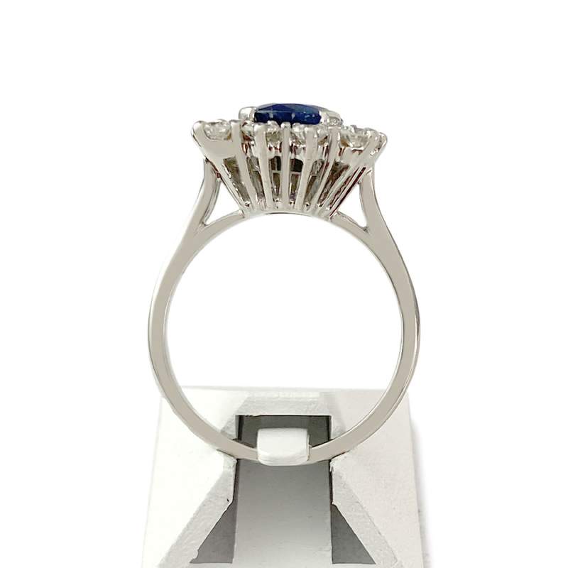 Bague d'occasion or 750 blanc saphir diamants - vue 3