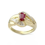 Bague d'occasion or 750 jaune 2tons rubis diamants - vue 1
