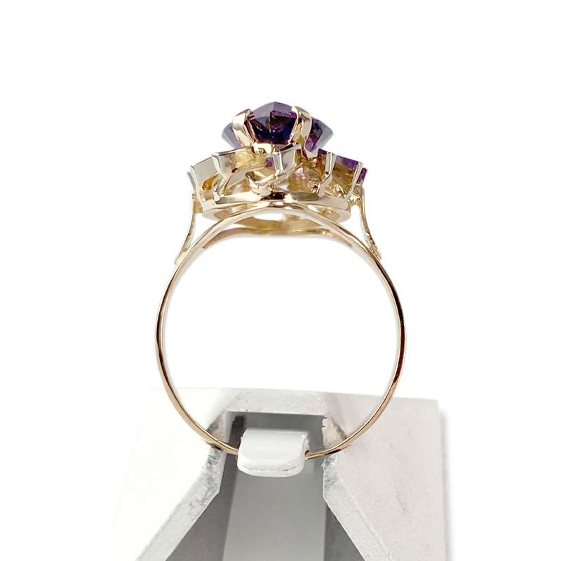 Bague d'occasion or 750 jaune 2tons corindon synthétique - vue 3