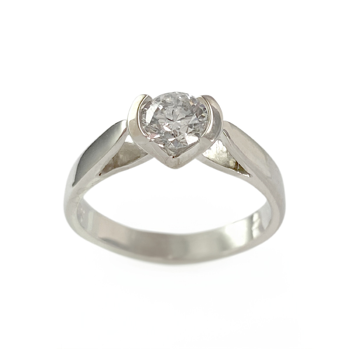 Solitaire d'occasion or 750 blanc diamant 0.50 carat