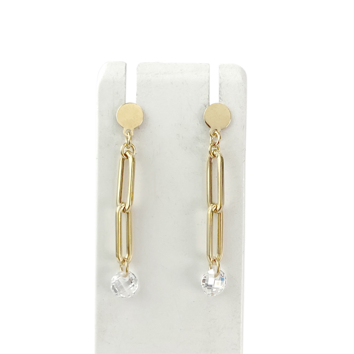 Boucles d'oreilles d'occasion or 750 jaune zirconias