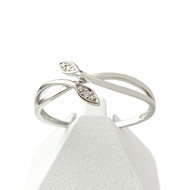 Bague d'occasion or 375 blanc feuilles diamants