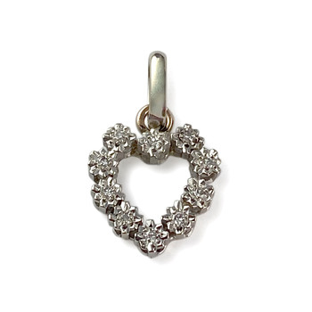 Pendentif coeur or 585 blanc diamants