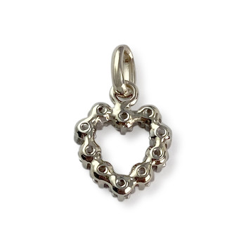 Pendentif coeur or 585 blanc diamants